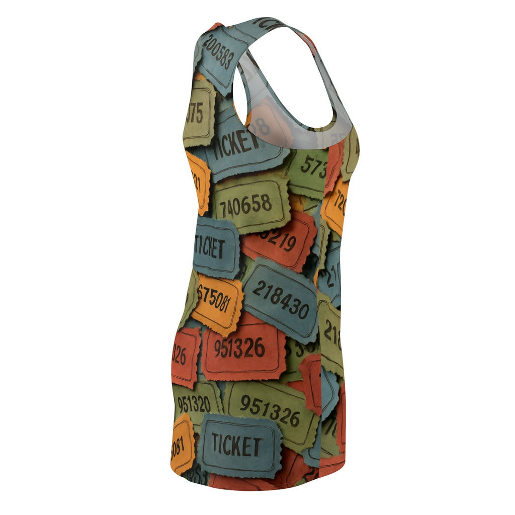 Women's Colorful  Ticket Racer Dress - IAKAM