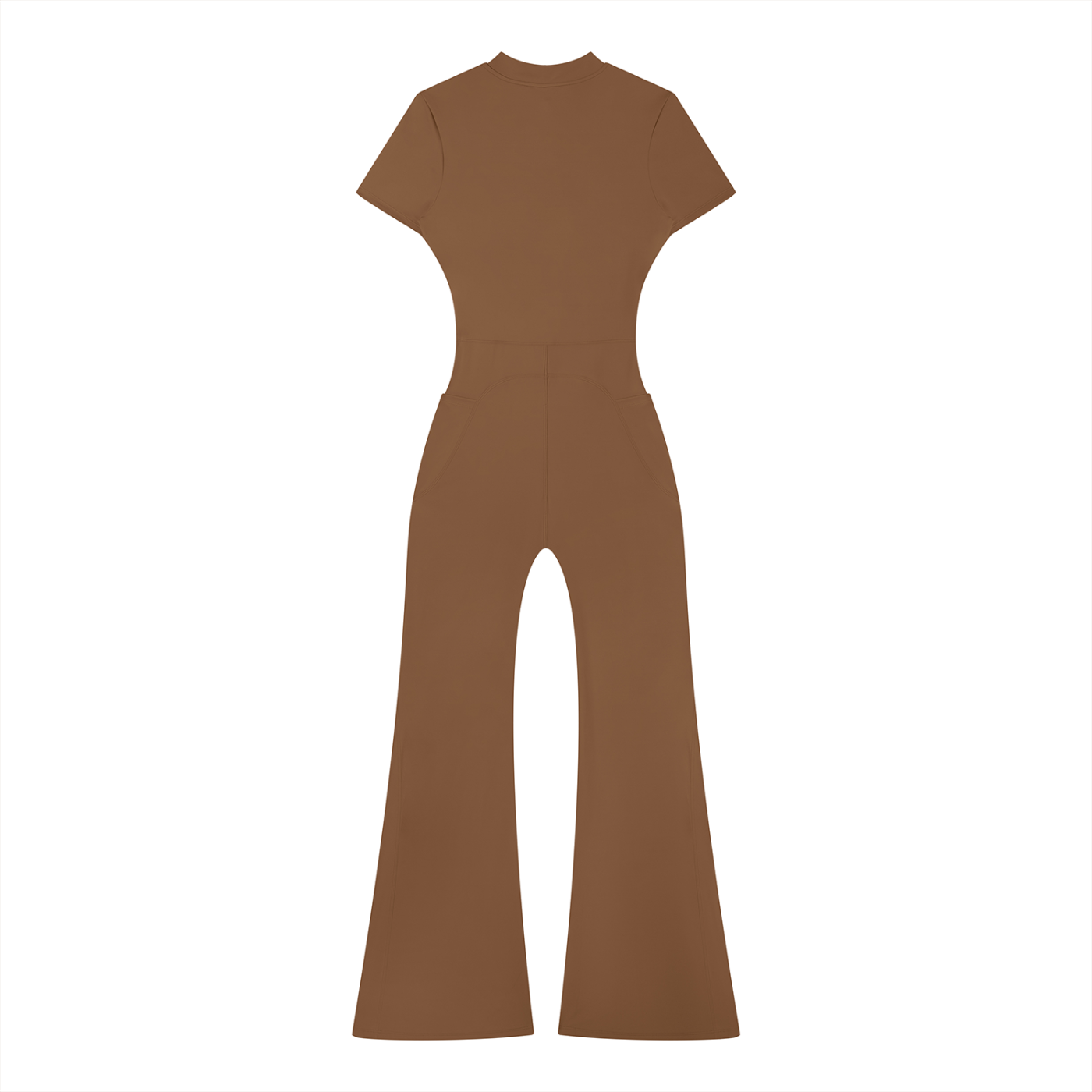 Msfbrownie Women’s Tight Flared Leg Quarter-Zip Jumpsuit
