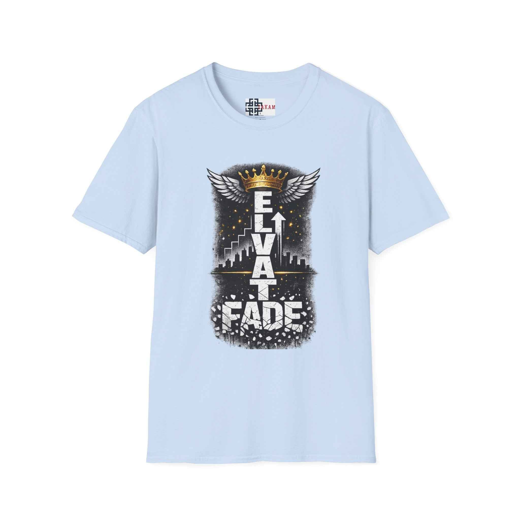 Elevate or Fade T-Shirt — Motivational Streetwear Tee with Crown & Wings