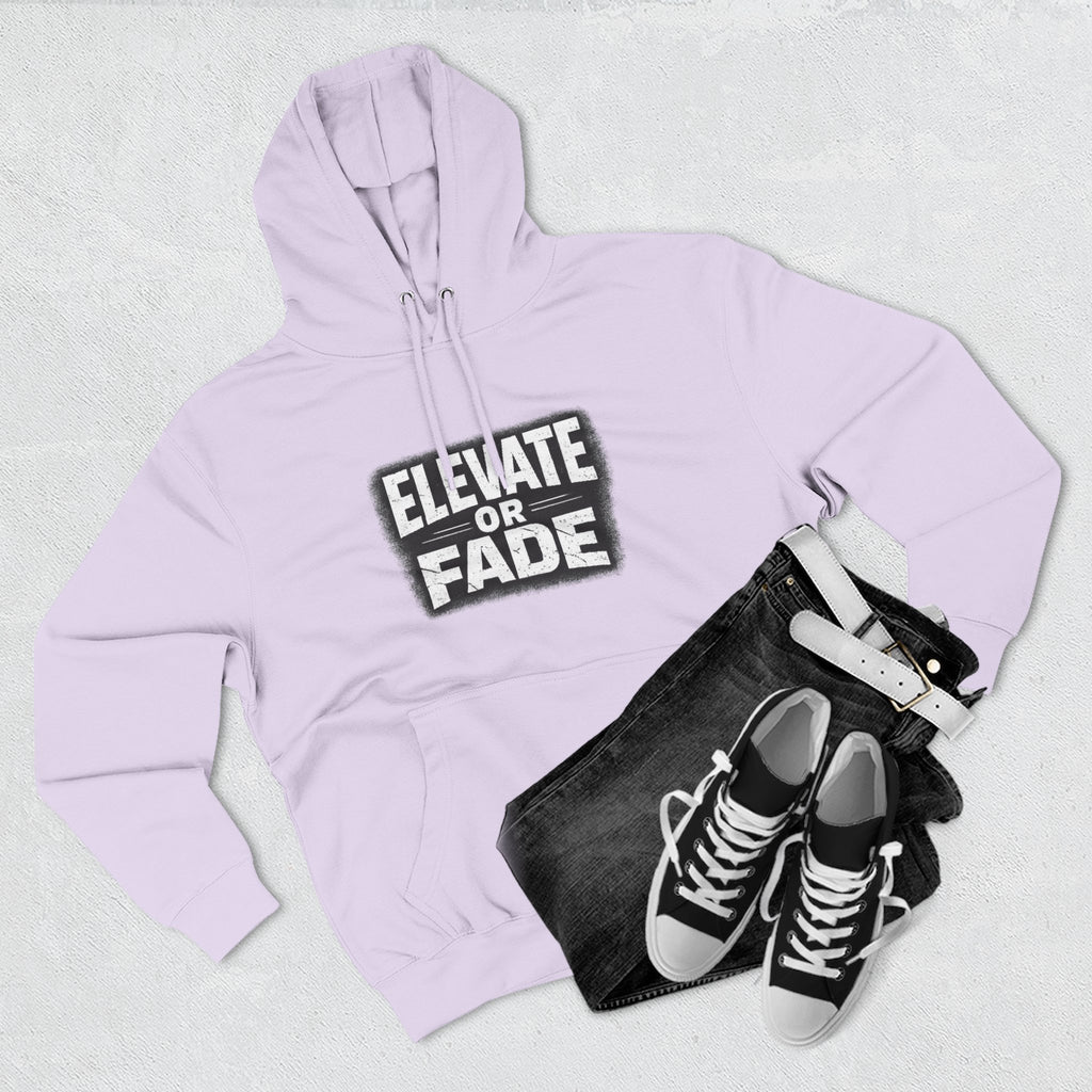 Elevate or Fade Hoodie - Urban Graphic Fleece Pullover with Crown and Wings Design for Stylish Comfort