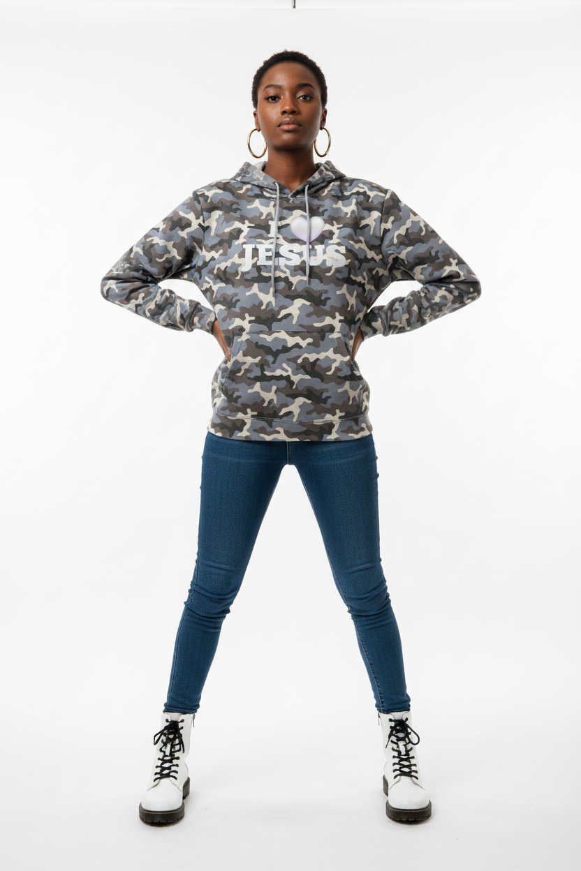 I love Jesus Camouflage Adult Hoodie