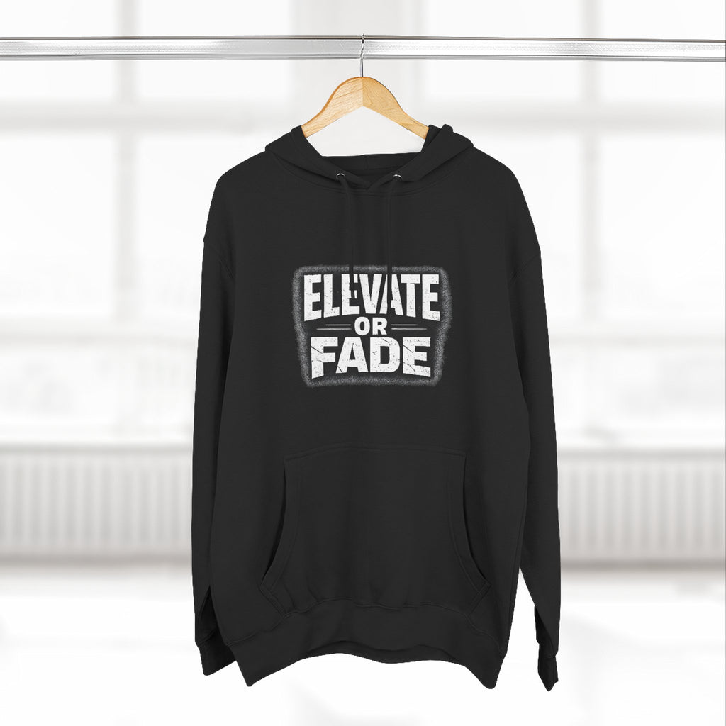 Elevate or Fade Hoodie - Urban Graphic Fleece Pullover with Crown and Wings Design for Stylish Comfort