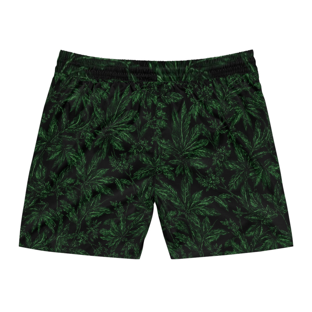 Men's Cannabis Leaf Swim Shorts in Dark Green All-Over Print