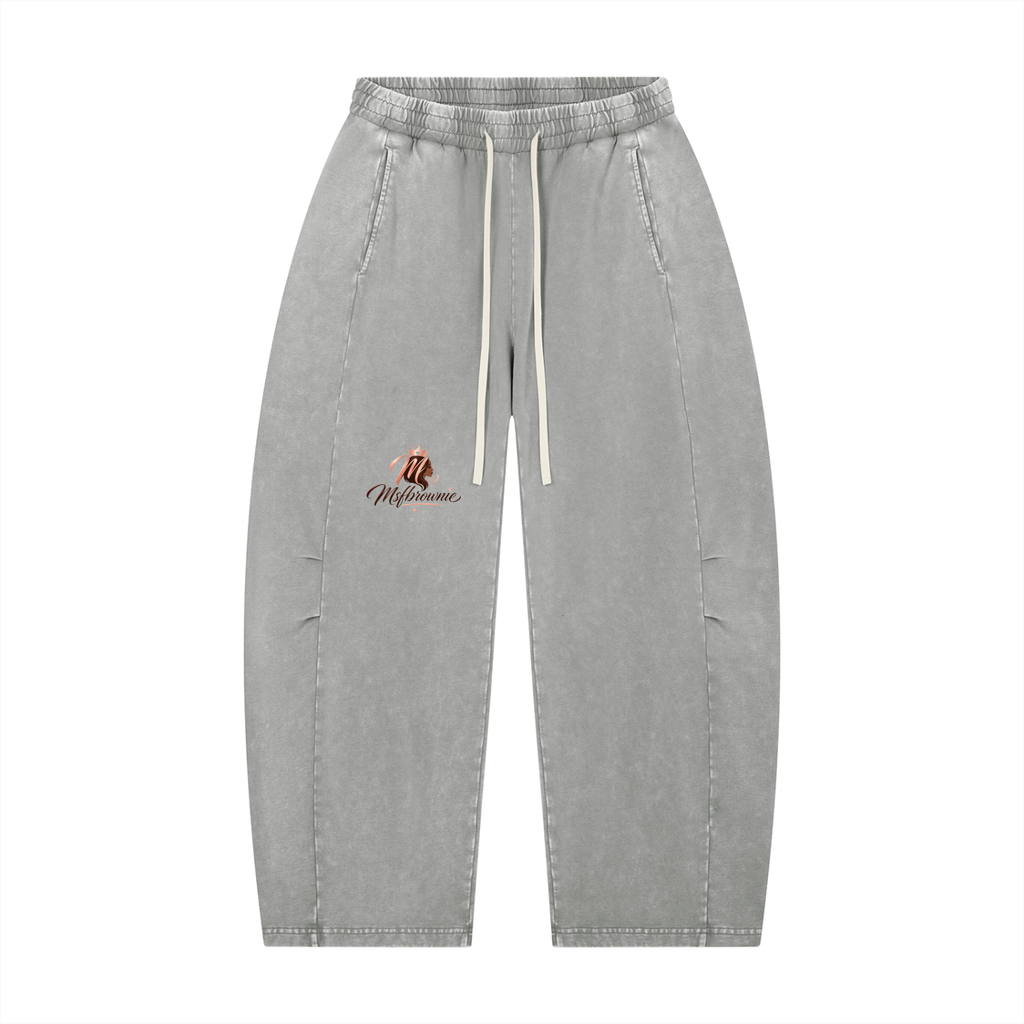 Msfbrownie Unisex Mineral Wash Barrel Leg Pants