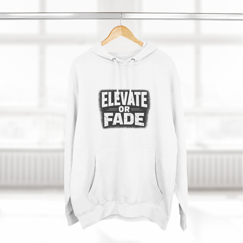 Elevate or Fade Hoodie - Urban Graphic Fleece Pullover with Crown and Wings Design for Stylish Comfort