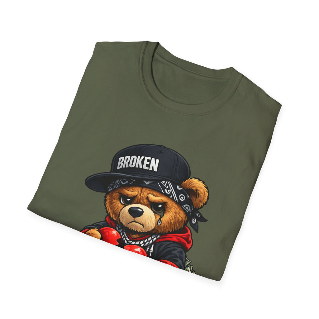 Broken Teddy Bear Graphic Tee — "Love Me" Street Art Shirt Unisex