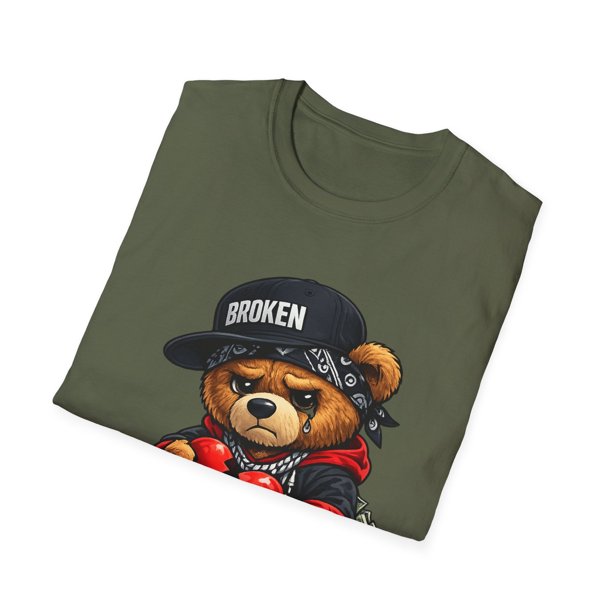 Broken Teddy Bear Graphic Tee — "Love Me" Street Art Shirt Unisex