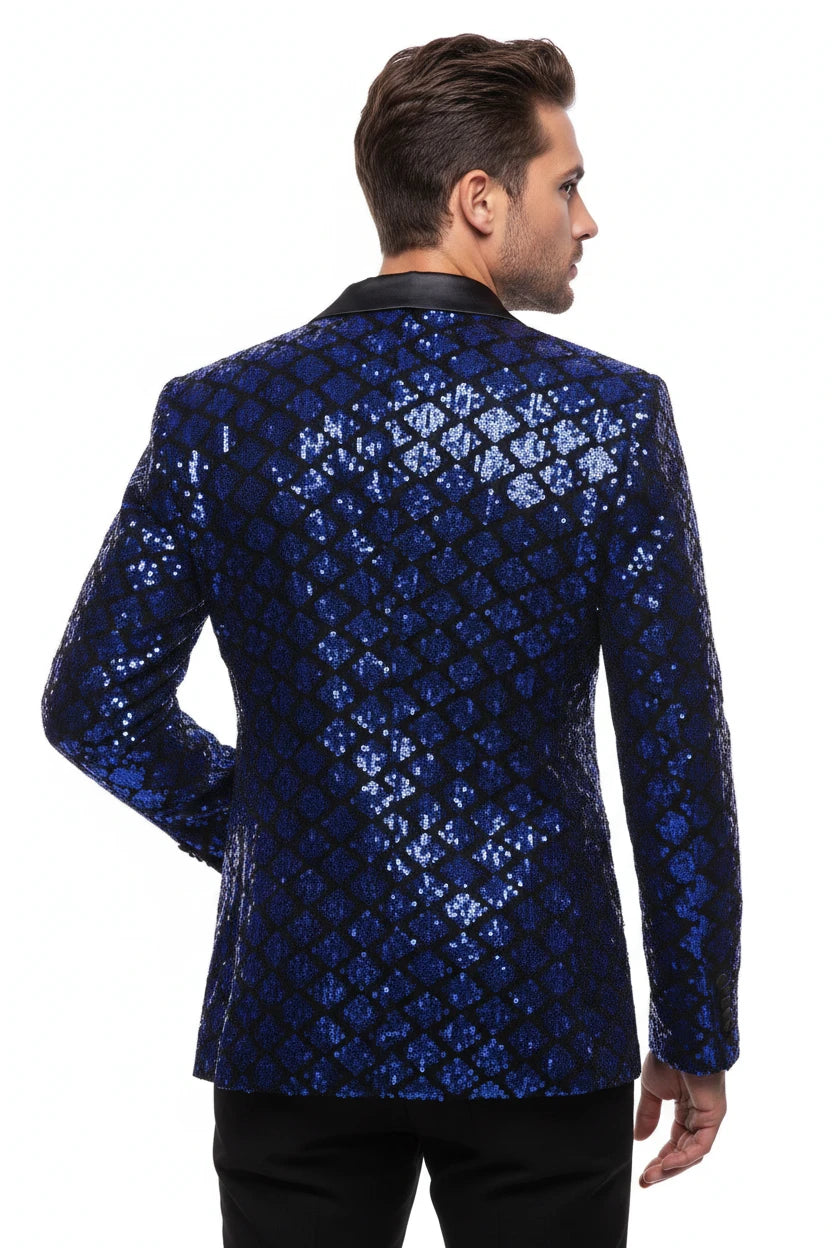 Men's Sequin One Button Blazer