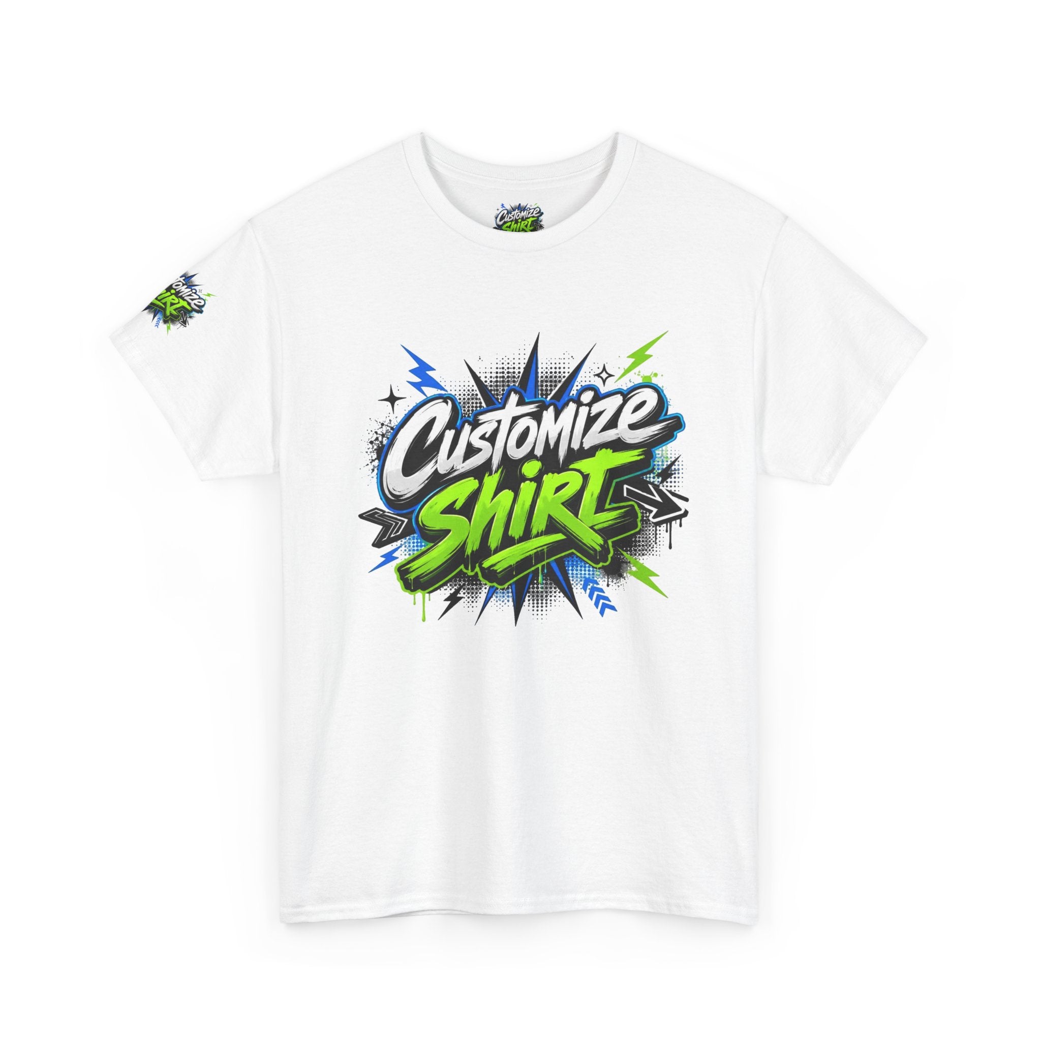 Customize Shirt Graphic Tee — Bold Neon Graffiti Design