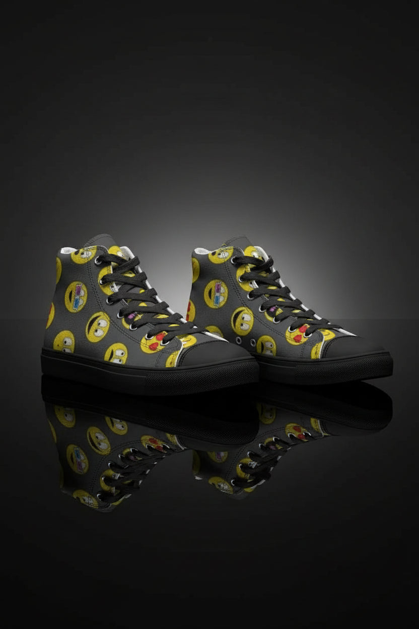 Emjoi Women's Hightop Canvas Shoe - Black - IAKAM