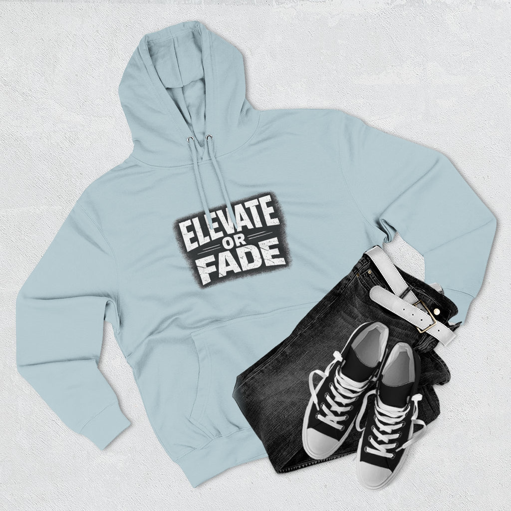 Elevate or Fade Hoodie - Urban Graphic Fleece Pullover with Crown and Wings Design for Stylish Comfort