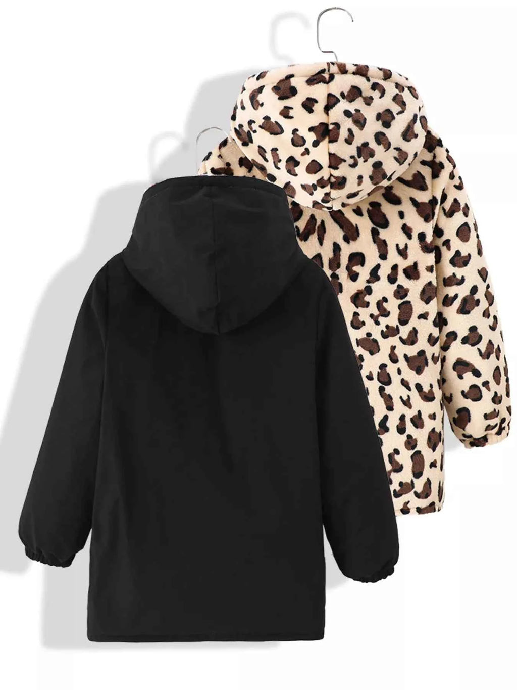 Children's Hooded Leopard Lined Warm Jacket