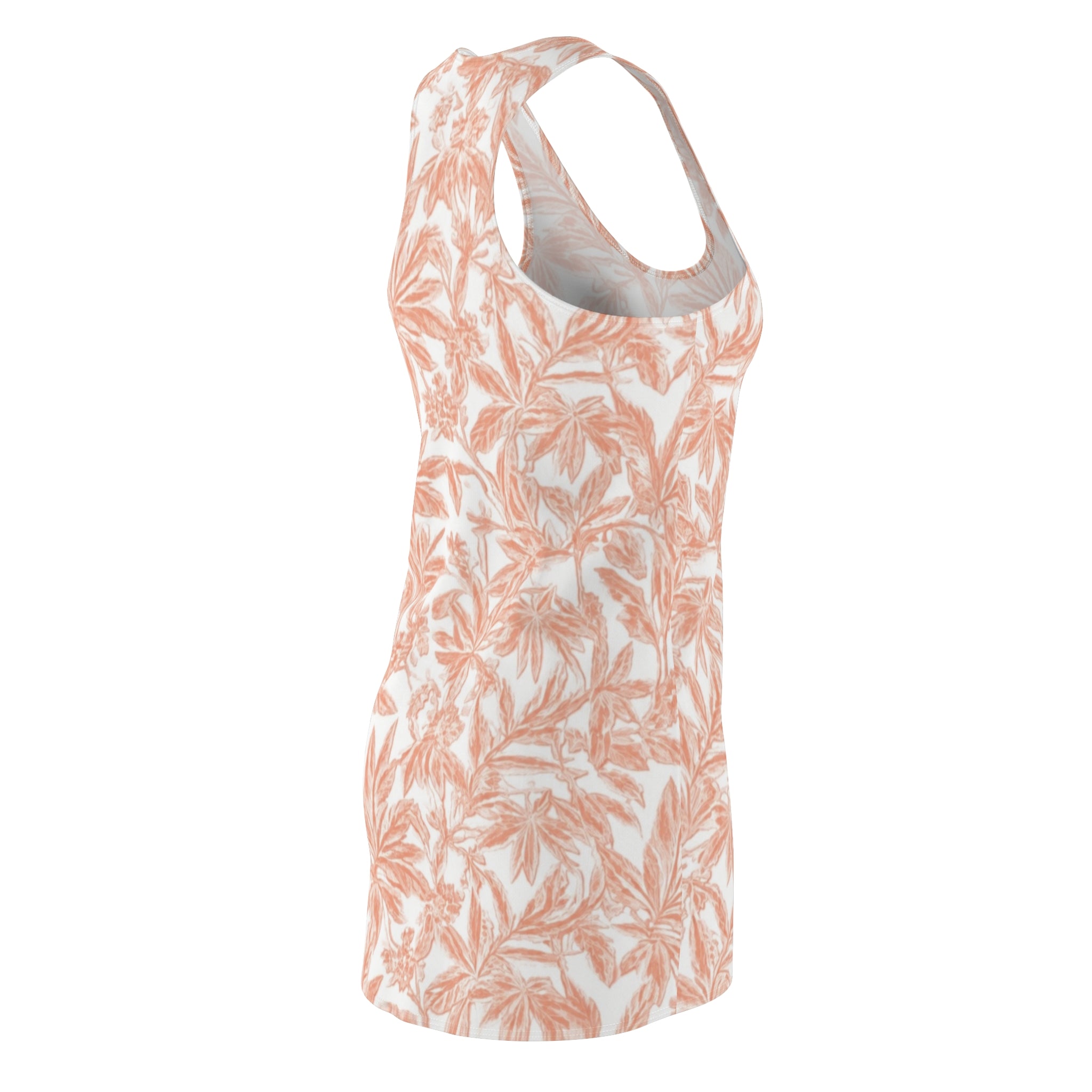 Peach Palm Leaf Sundress - Tropical Floral AOP Racerback Dress for Summer Styling