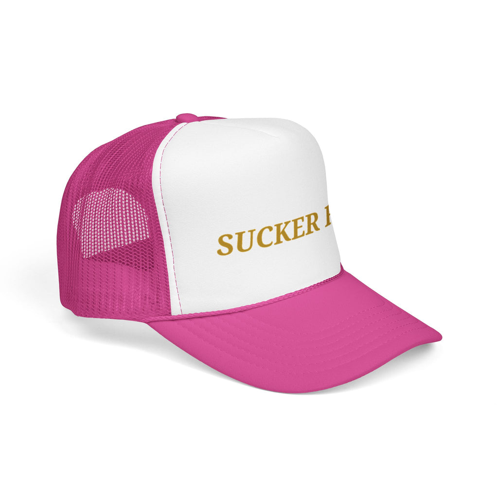 Sucker Free Trucker Hat — Vintage Gold Embroidered Foam Cap