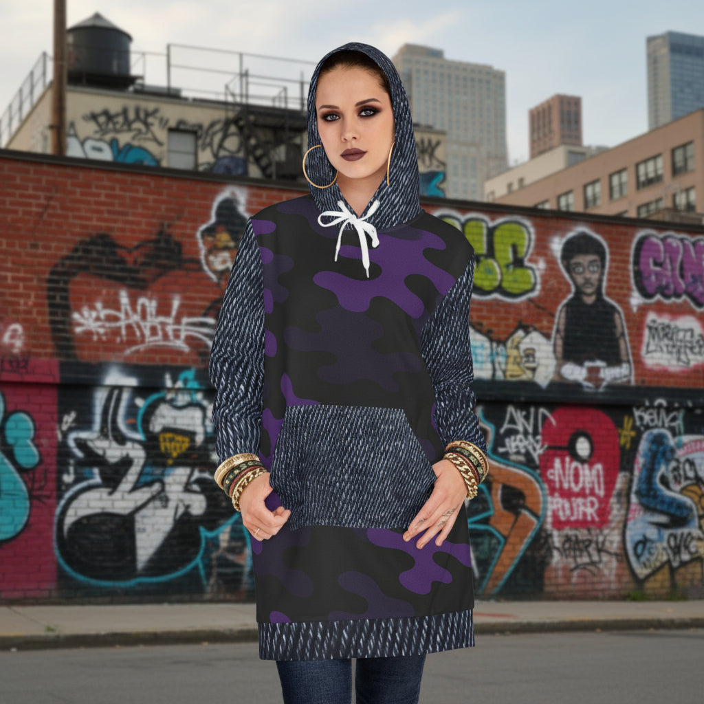 Women's Purple Camo Hoodie Dress for Stylish Comfort