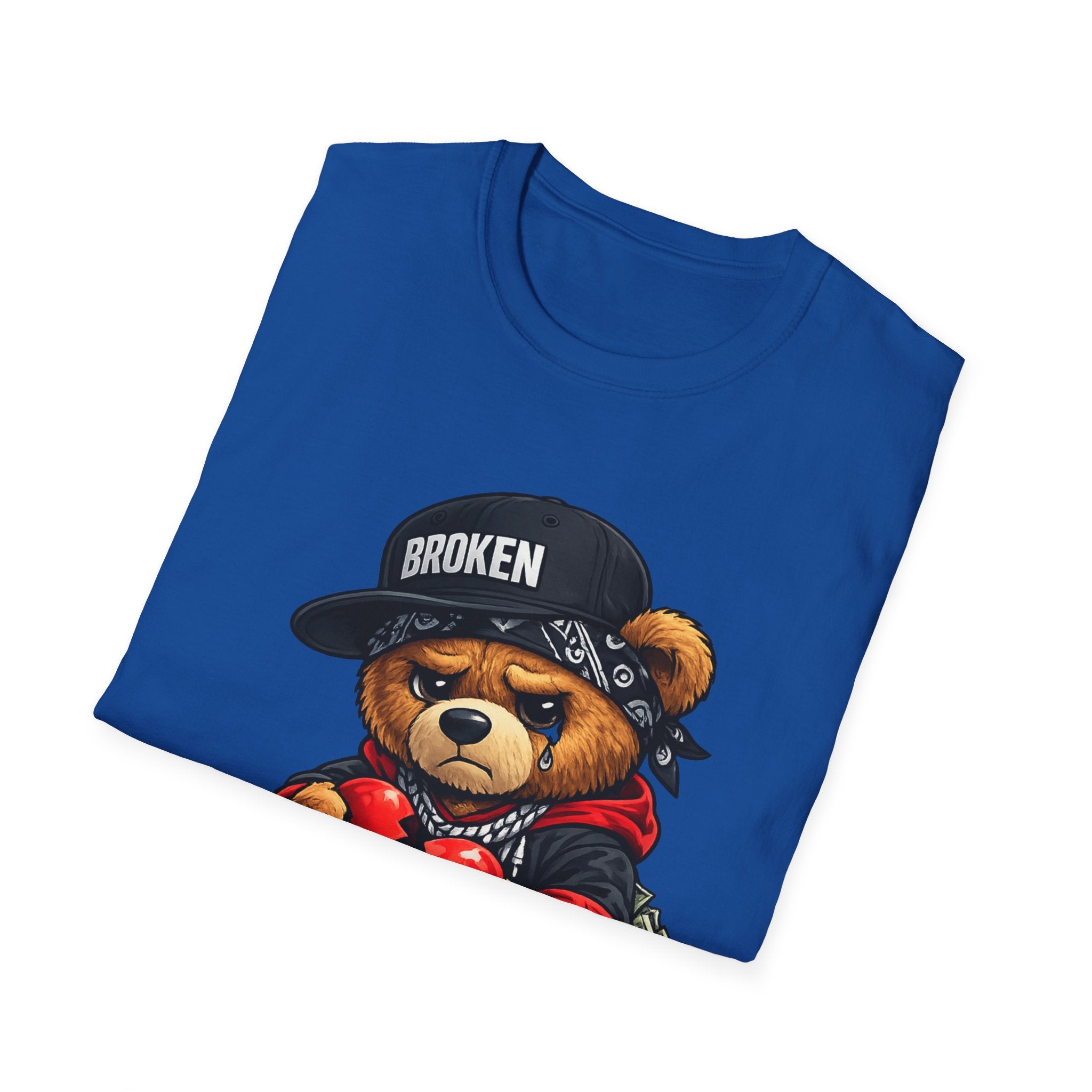Broken Teddy Bear Graphic Tee — "Love Me" Street Art Shirt Unisex