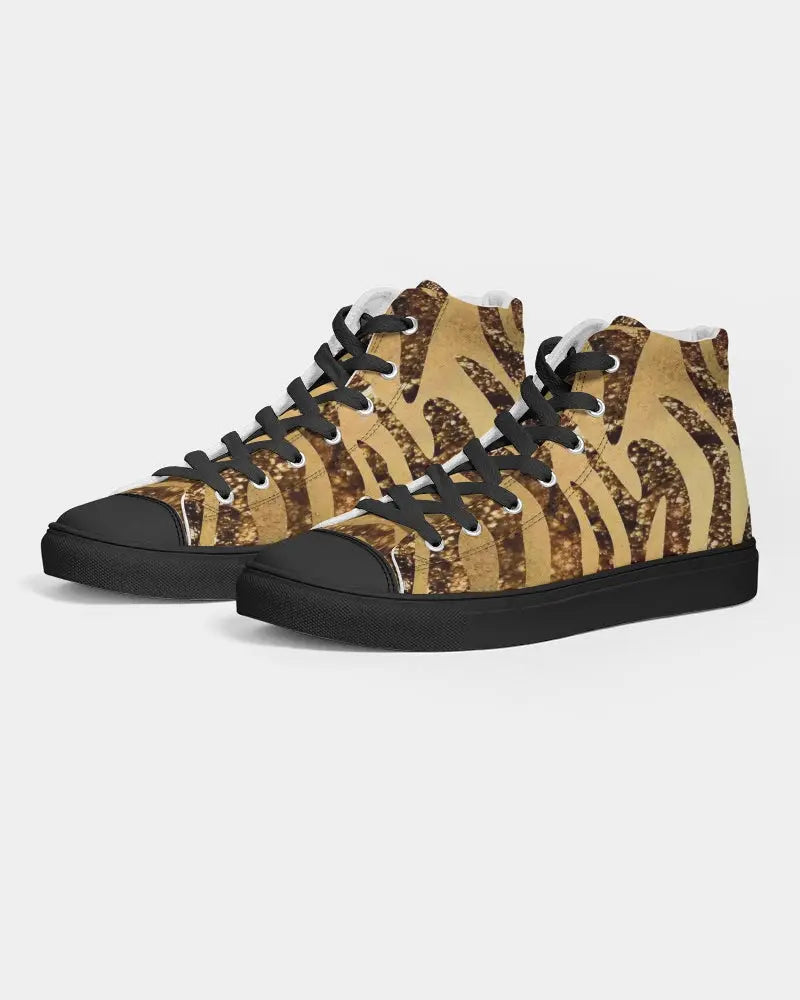 Golden Taz Women's Hightop Canvas Shoe - Black - IAKAM