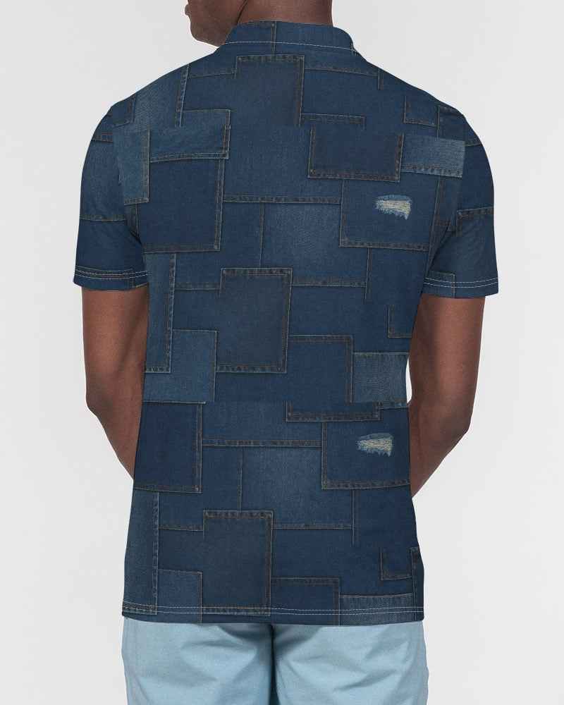 DENIM Men's All-Over Print Slim Fit Short Sleeve Polo