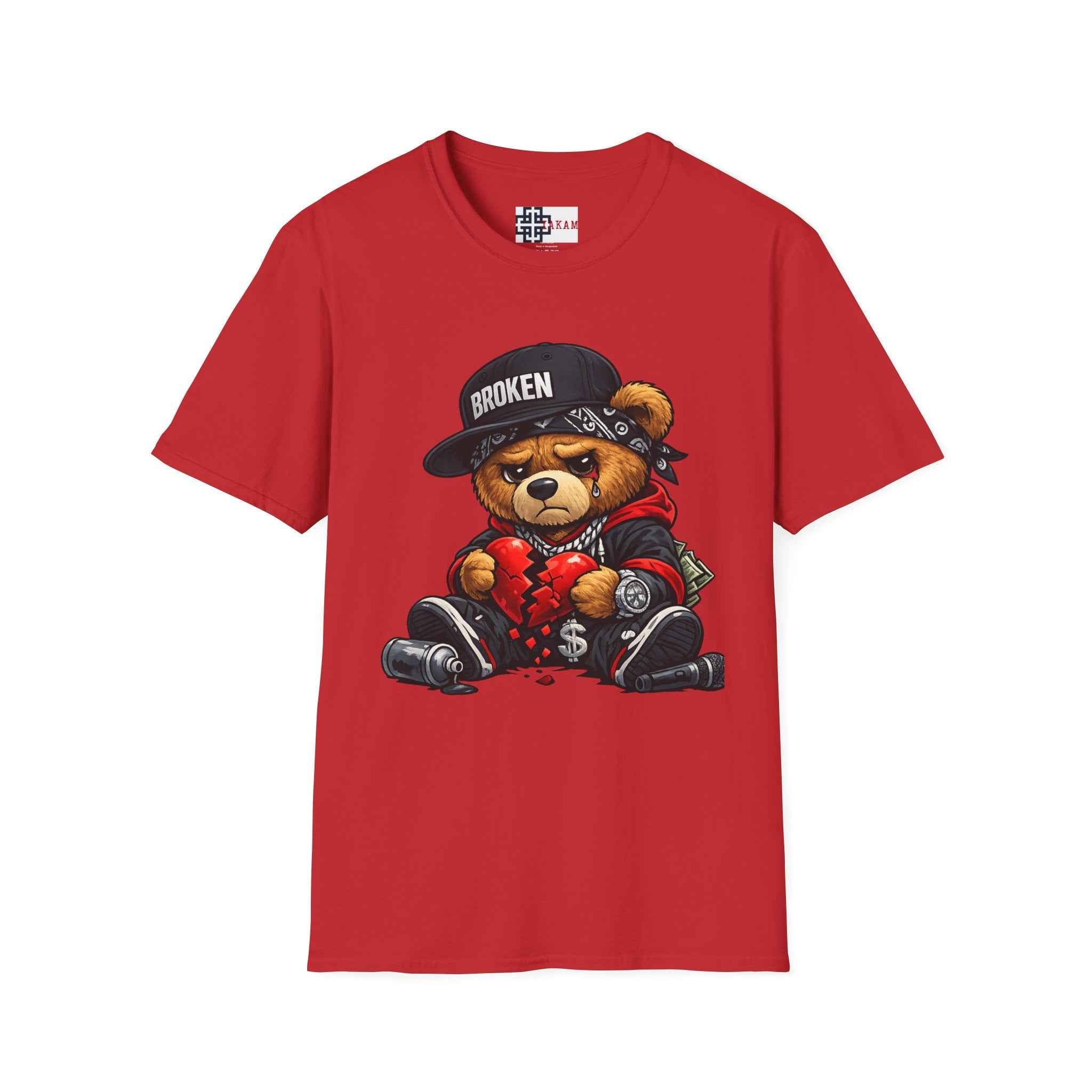 Broken Hearted Teddy Bear Graphic Tee — "Love Me" Street Art  T-Shirt