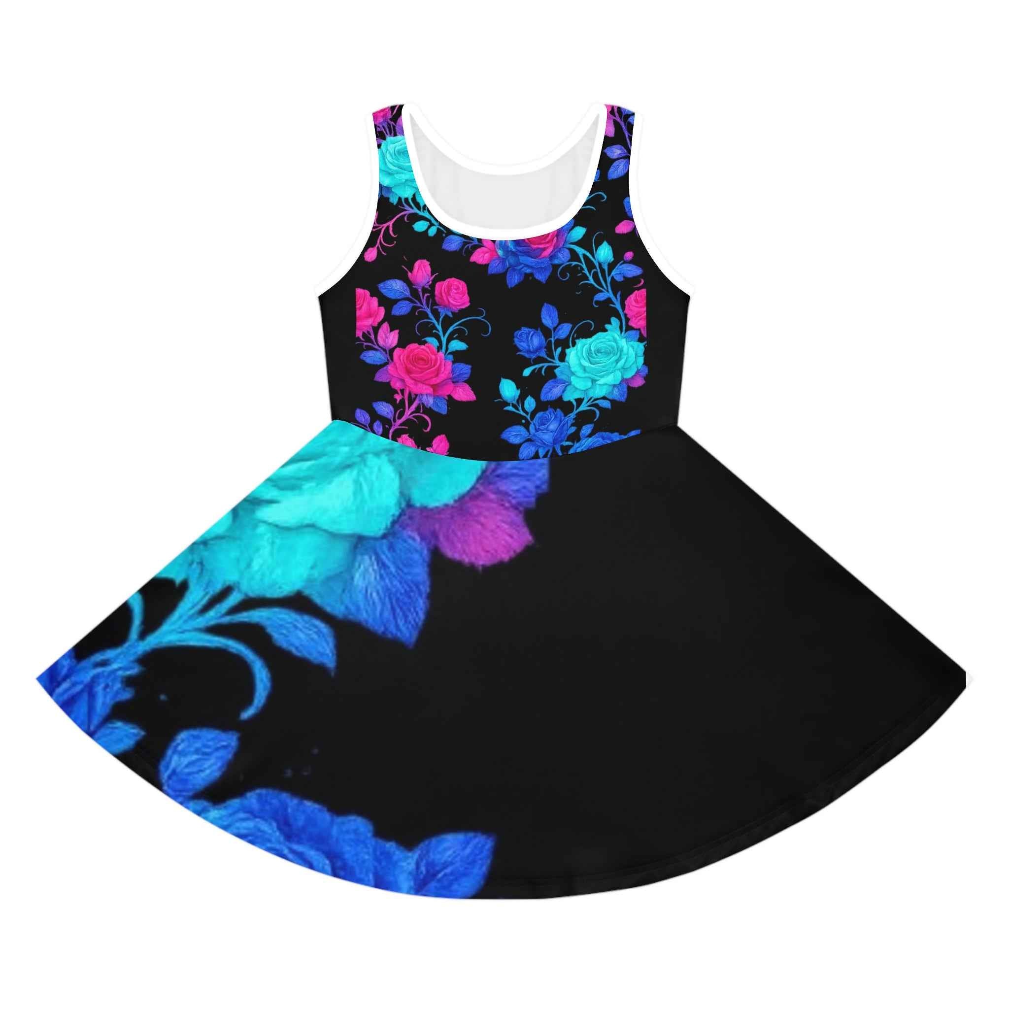 Girls' Floral Sundress Rose Design Sleeveless Dress for Kids
