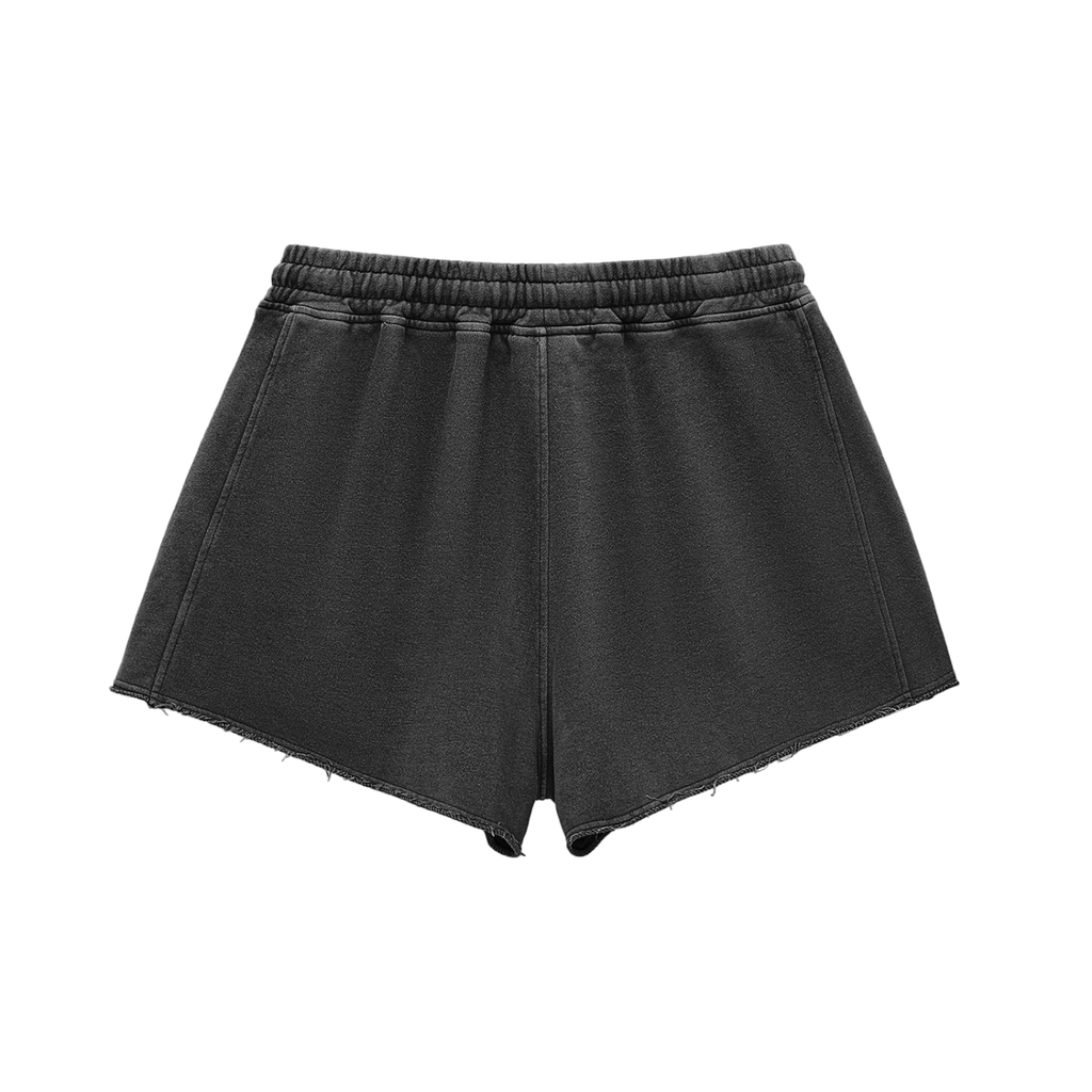 Dope Snow Washed Raw Edge Drawstring Shorts