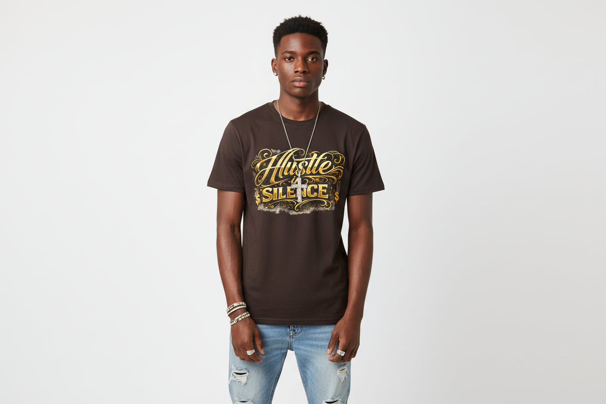 Hustle in Silence T-Shirt - Inspirational Streetwear Tee for Motivation