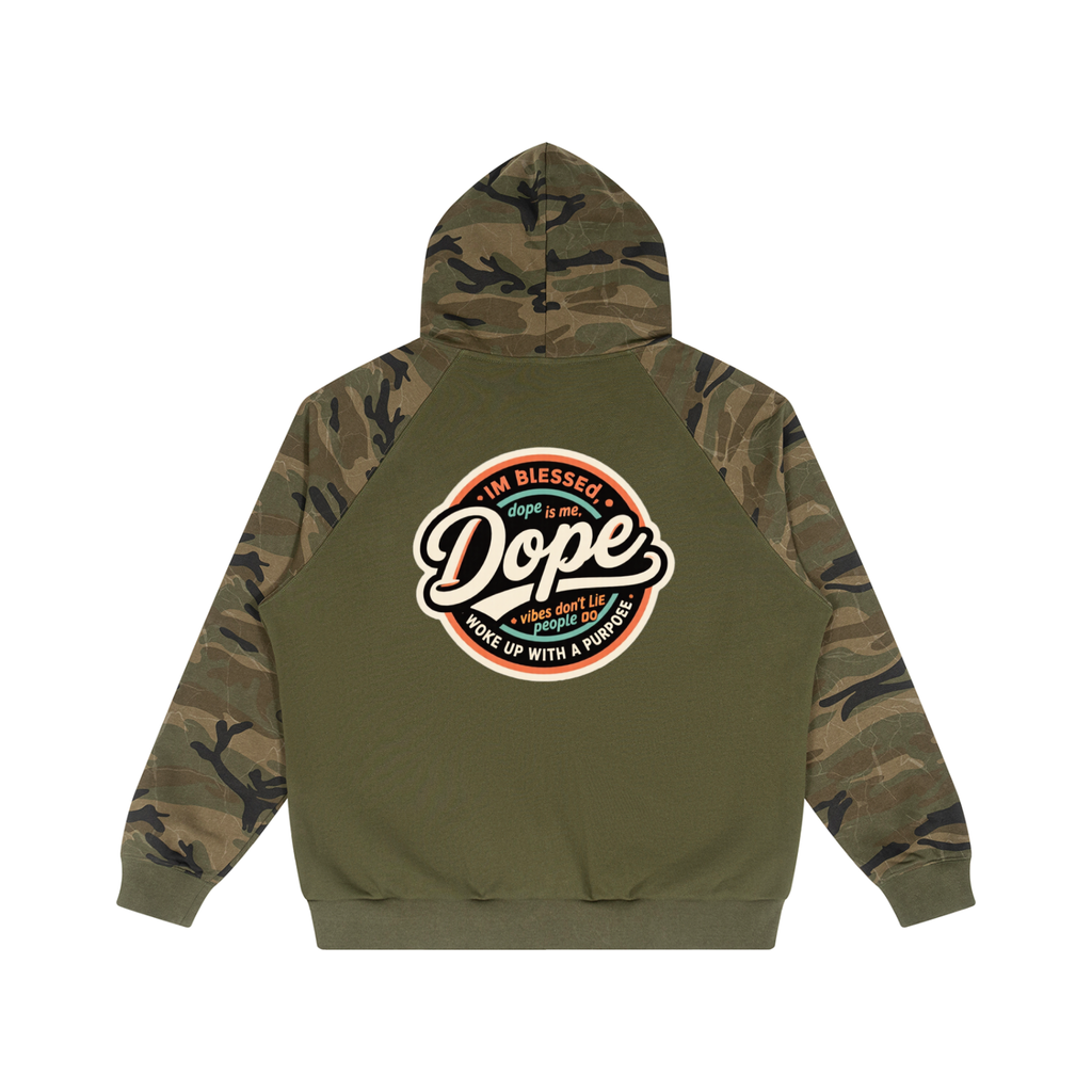 FUSE982 Unisex Camo-Splice Raglan Zip Hoodie