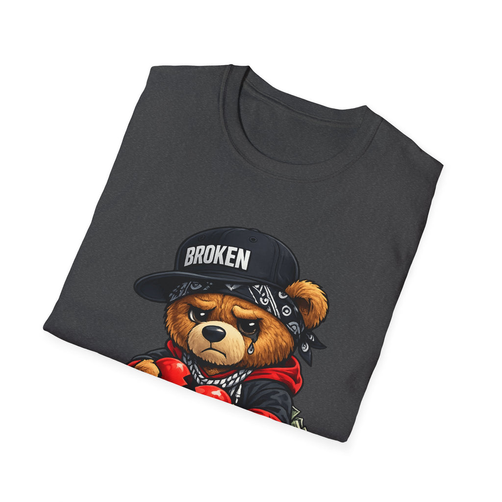 Broken Teddy Bear Graphic Tee — "Love Me" Street Art Shirt Unisex