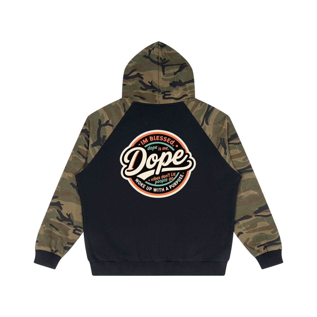 FUSE982 Unisex Camo-Splice Raglan Zip Hoodie