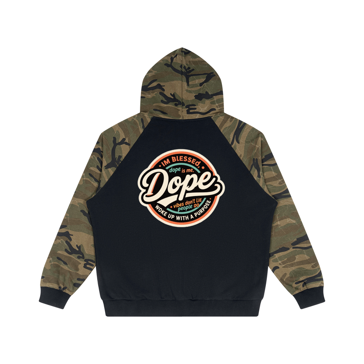 FUSE982 Unisex Camo-Splice Raglan Zip Hoodie