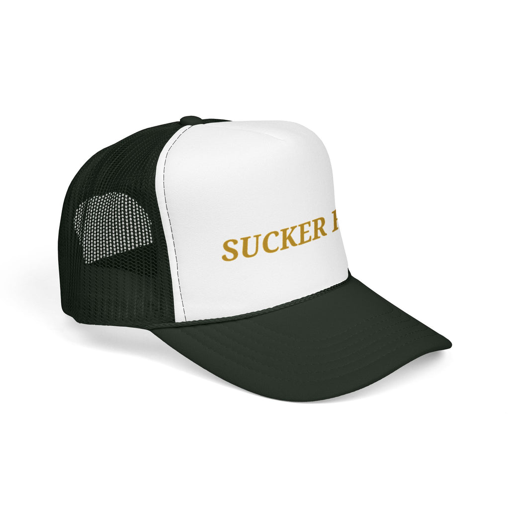 Sucker Free Trucker Hat — Vintage Gold Embroidered Foam Cap