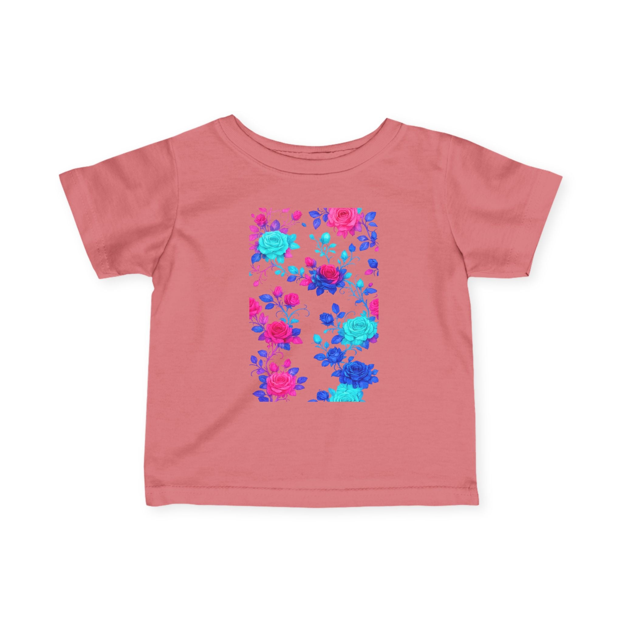 Infant Tee - Bright Floral Baby Shirt with Watercolor Floral Design for Girls