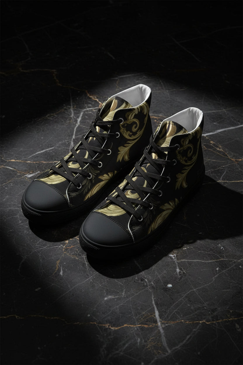Elegant  Men's Hightop Canvas Shoe - Black