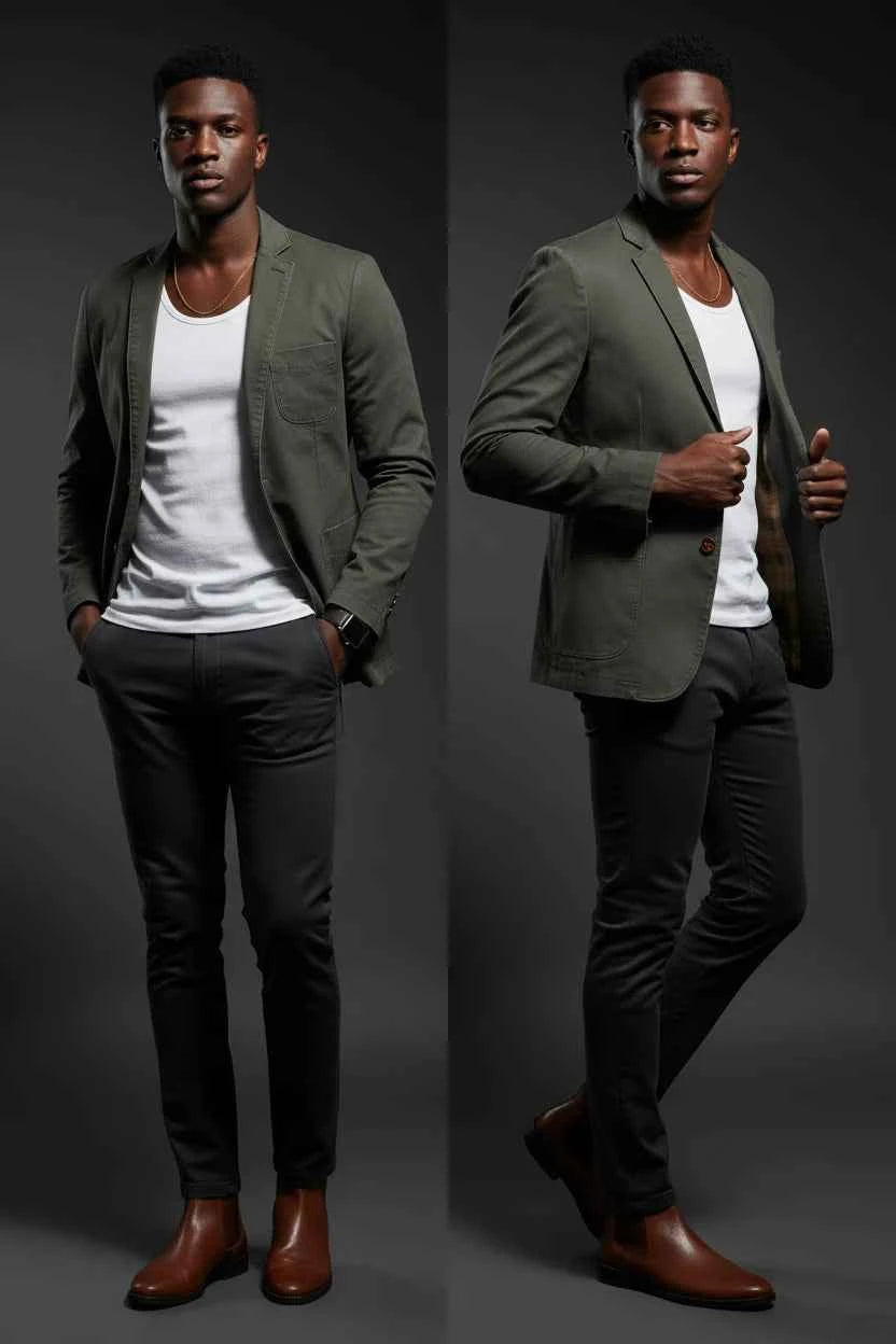 Men's Plus Size Button Up Long Sleeve Blazer