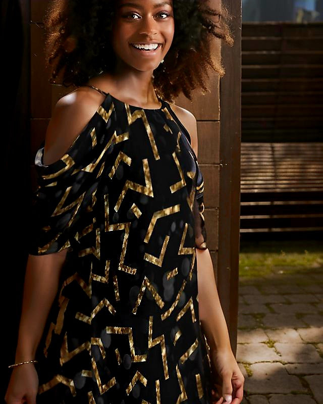Pixie Night Women's Open Shoulder A-Line Dress - IAKAM