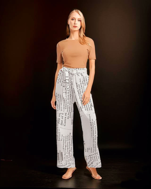 Vintage White Women's High-Rise Wide Leg Pants - IAKAM
