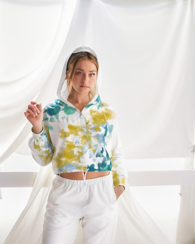 Abstracts  Women's Cropped Windbreaker - IAKAM