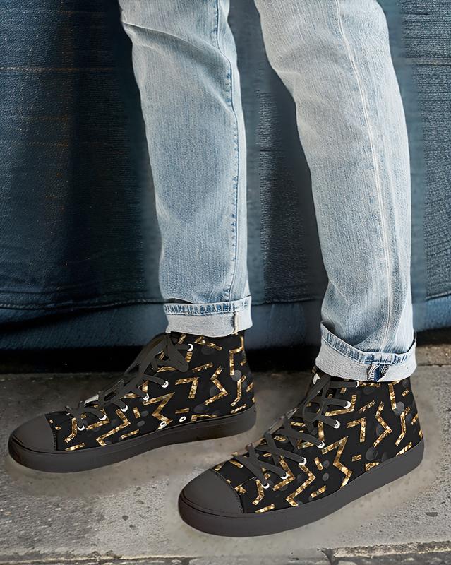 Pixie Night Men's Hightop Canvas Shoe - Black - IAKAM