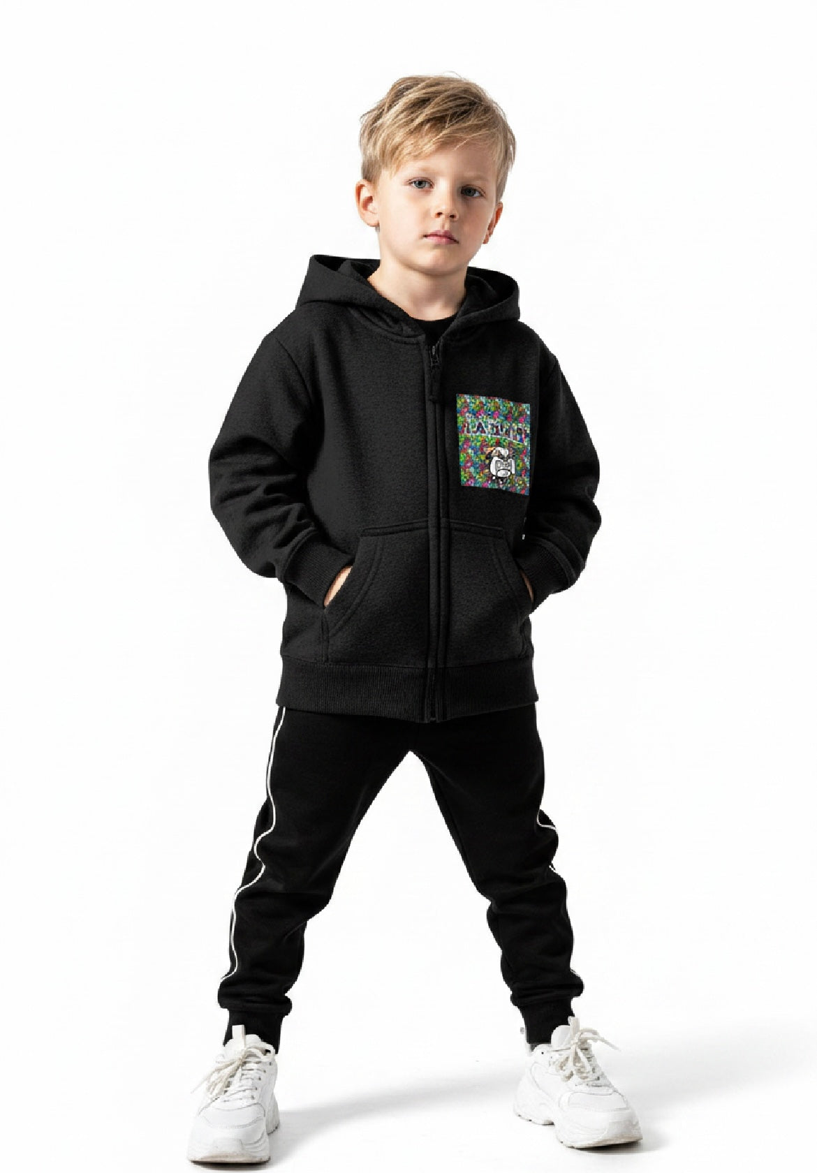 IAKAM DOG Classic Kids' Zip Hoodie - Stylish and Comfortable Outerwear for Kids