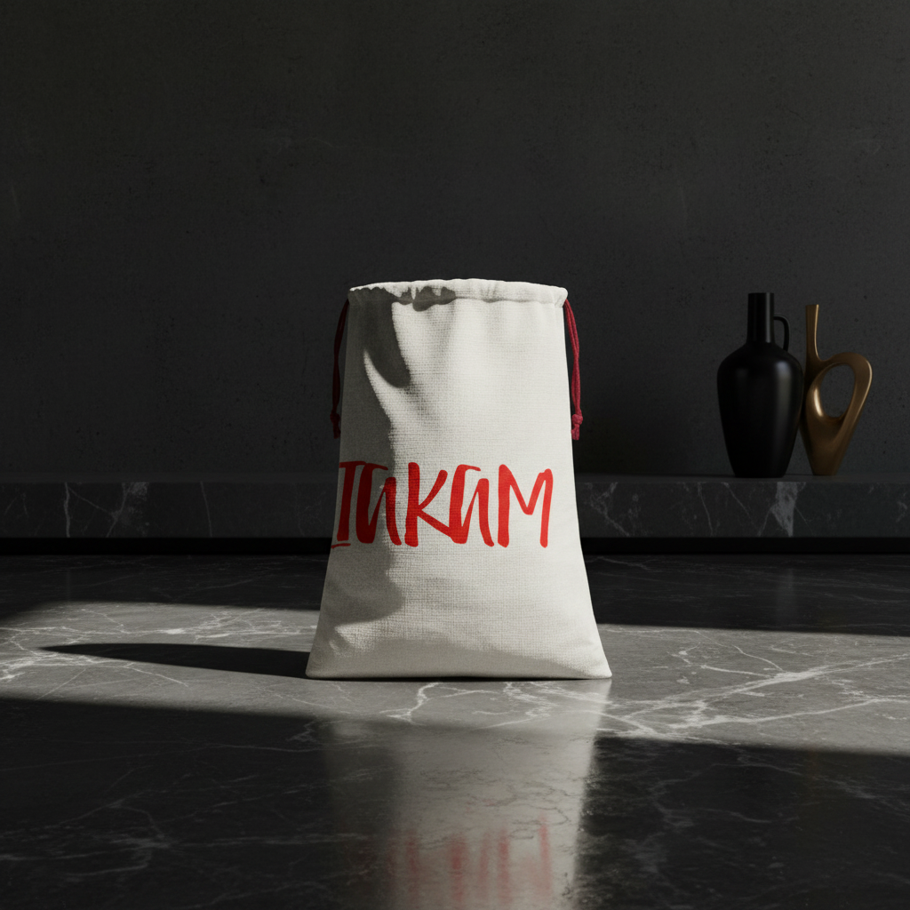 IAKAM Red Linen Drawstring Sack