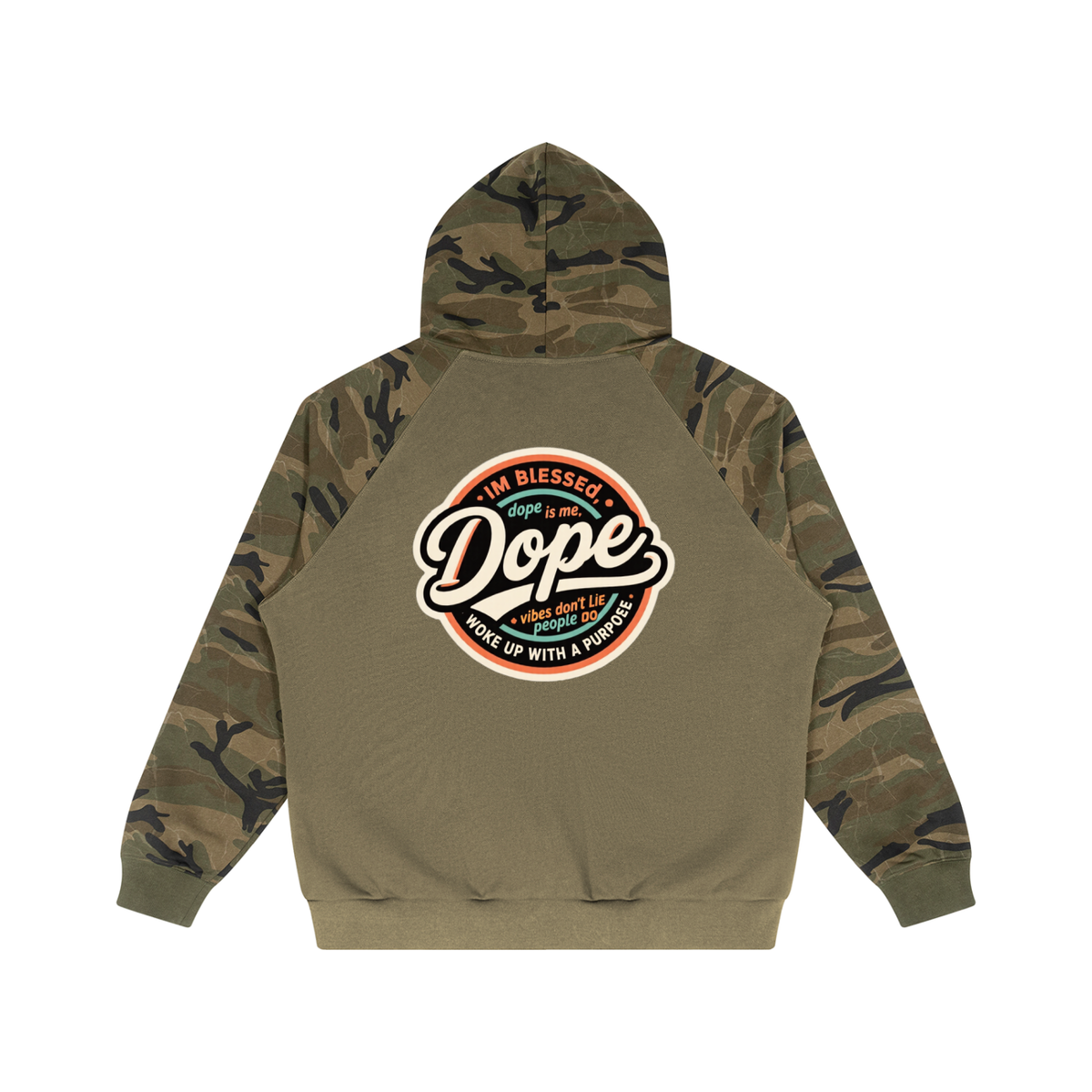 FUSE982 Unisex Camo-Splice Raglan Zip Hoodie