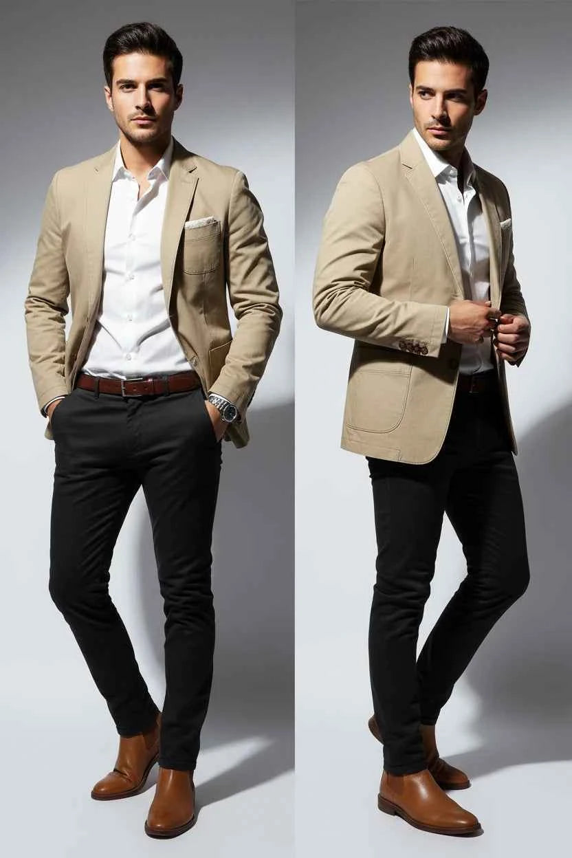 Men's Plus Size Button Up Long Sleeve Blazer