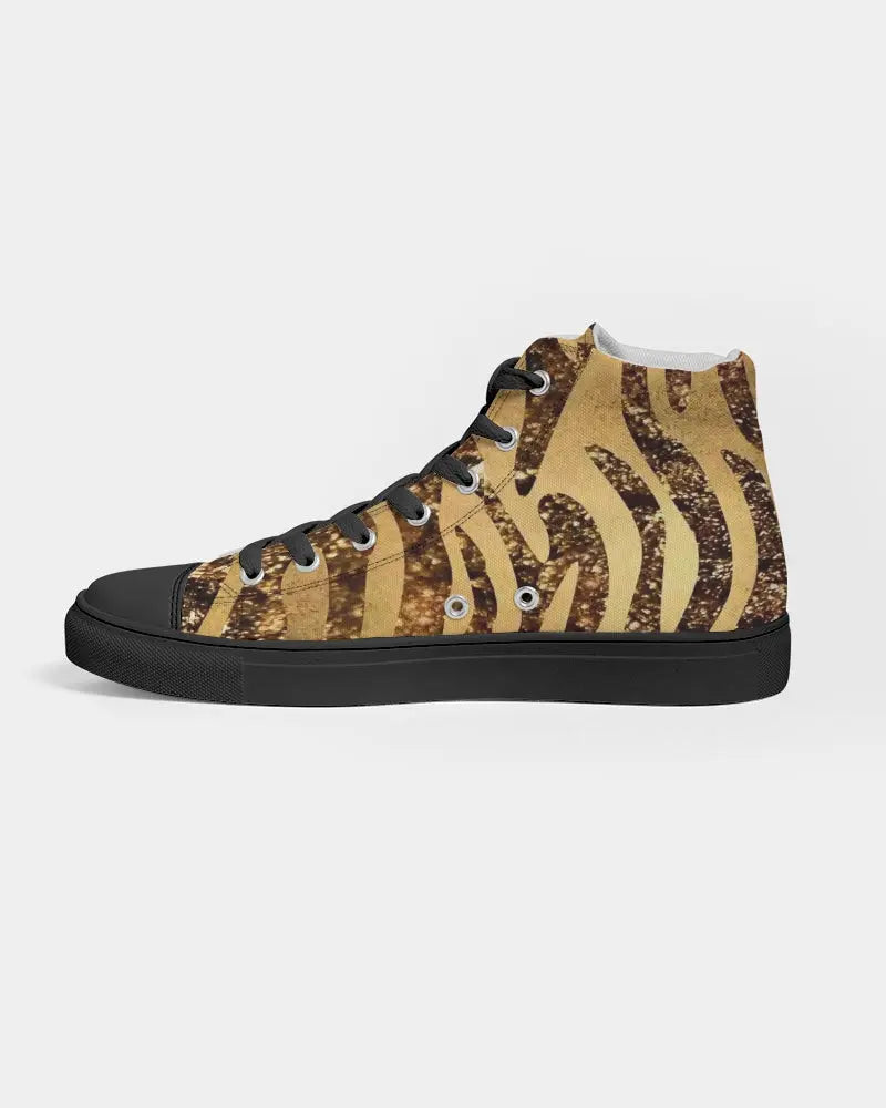 Golden Taz Women's Hightop Canvas Shoe - Black - IAKAM