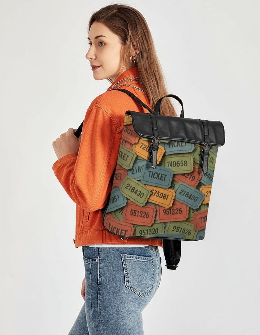 Raffle ticket Casual Flap Backpack - IAKAM