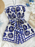 Strapless Tie Waist Romper