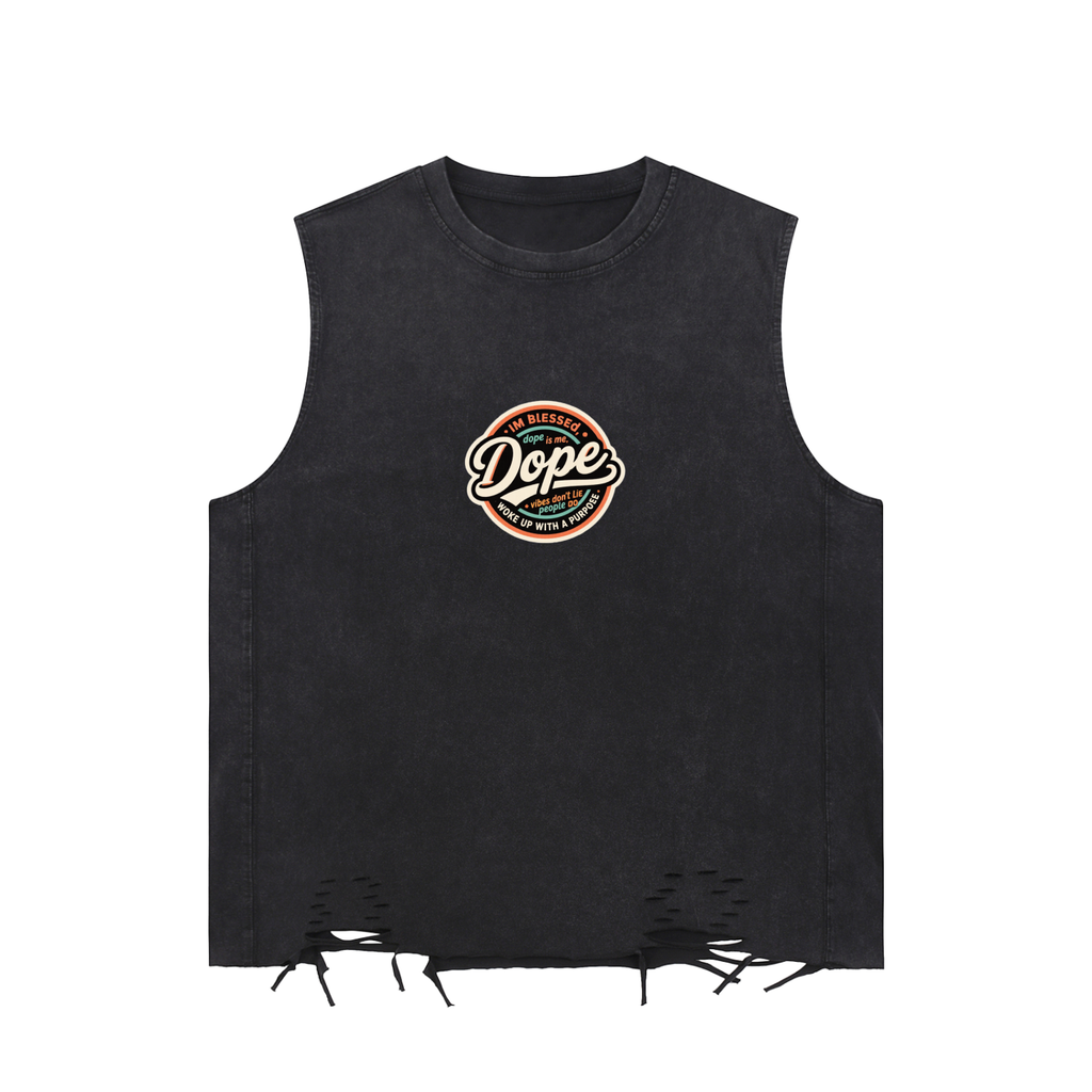 Dope Snow Washed Raw-Hem Tank Top