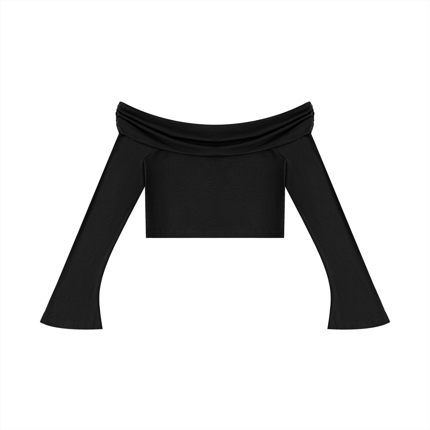 IAKAM Limited Edition Women's Off-the-Shoulder Bell Sleeve Crop T-Shirt