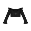 IAKAM Limited Edition Women's Off-the-Shoulder Bell Sleeve Crop T-Shirt