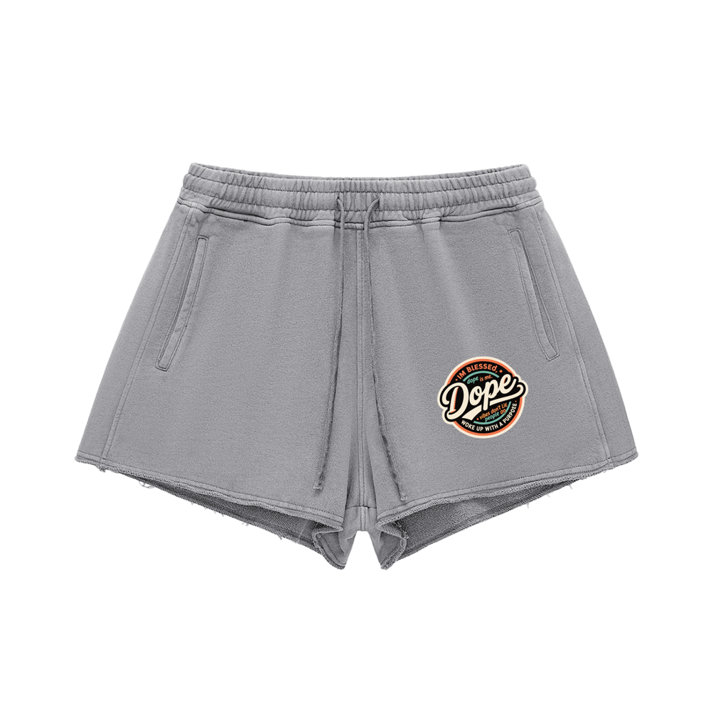 Dope Snow Washed Raw Edge Drawstring Shorts