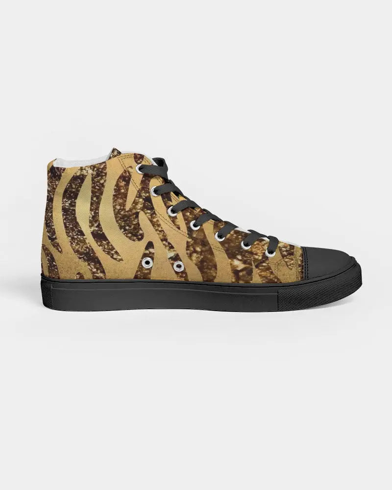 Golden Taz Women's Hightop Canvas Shoe - Black - IAKAM